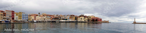 Venetian harbor of Chania in winter, Greece 