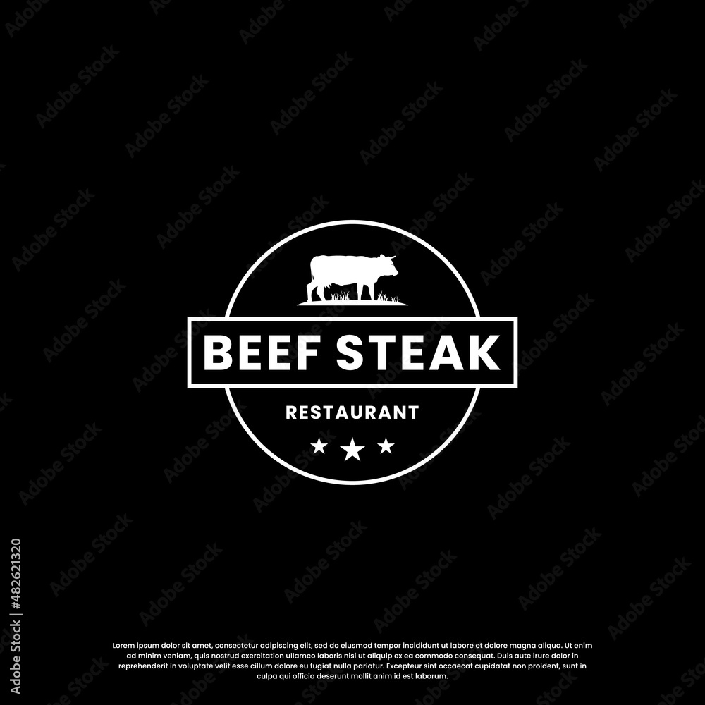 Obraz premium steak house, beef steak logo design vintage for restaurant business