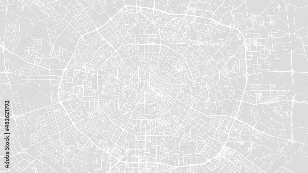 Chengdu map city poster, white and grey horizontal background vector map. Municipality area street map. Widescreen skyline panorama.