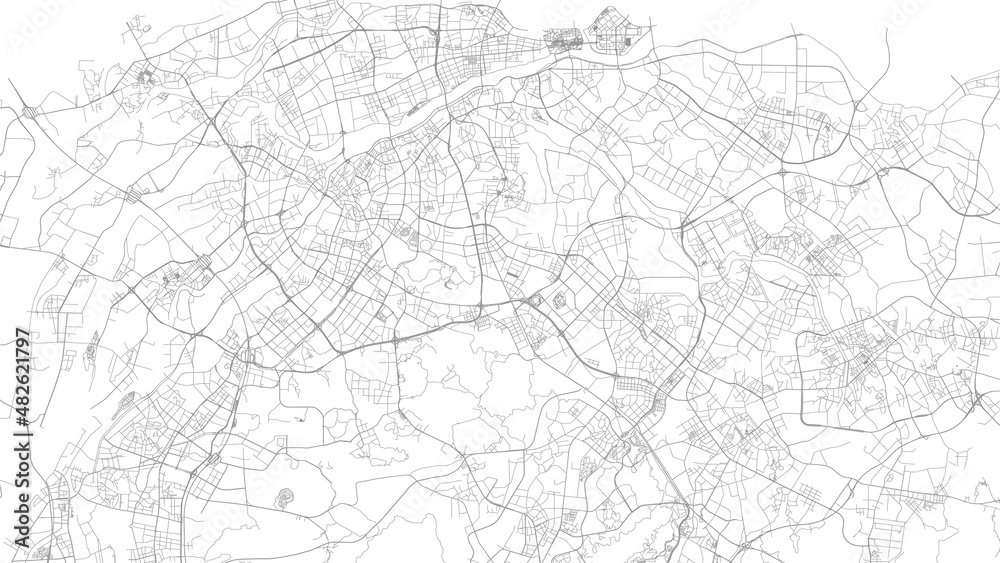 Dongguan map city poster, white and grey horizontal background vector map. Municipality area street map. Widescreen skyline panorama.