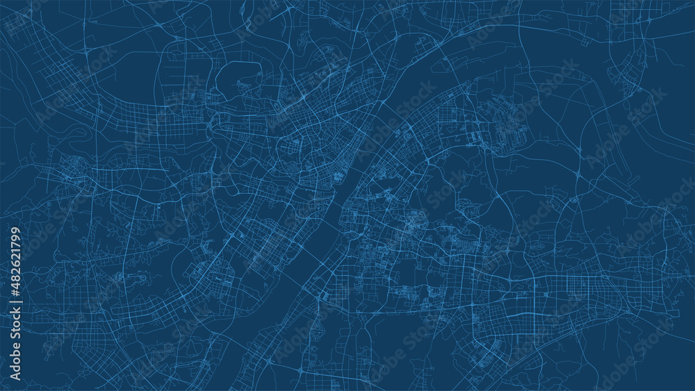 Wuhan city China municipality vector map. Blue street map, municipality area. Urban skyline panorama for tourism. Wuhan city China municipality vector map. Blue street map, municipality area. Urban skyline panorama for tourism.