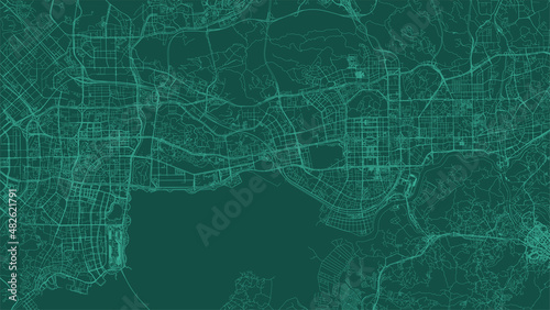Shenzhen city China municipality vector map. Green street map, municipality area. Urban skyline panorama for tourism.