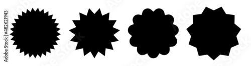 Set of black stamps isolated on white background. Black badges and labels. Vector illustration. Set of black sticker isolated on white background