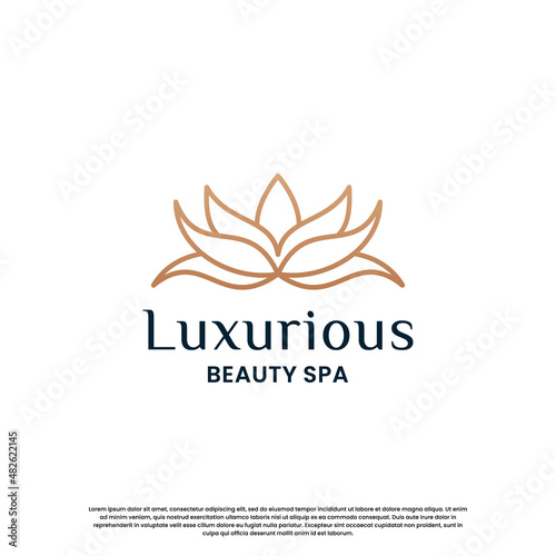 abstract and feminine flower lotus logo design with line art style