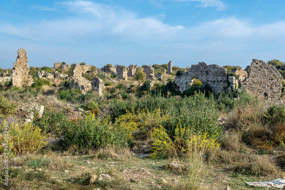 ruin on the site of the ancient city of Side in the vicinity of modern Manavgat, Turkey