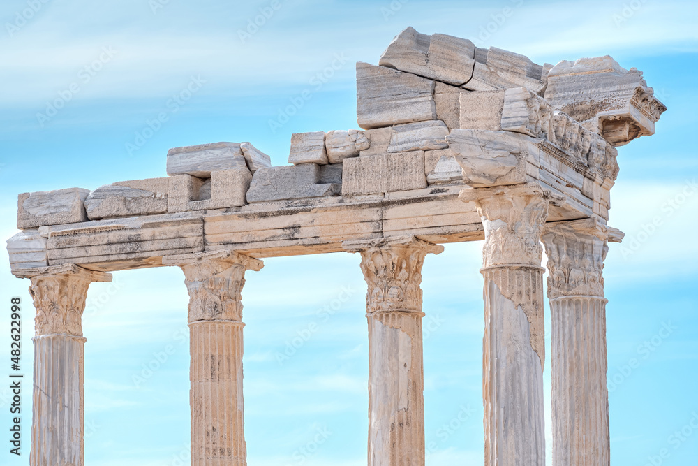 colonnade of the destroyed temple of Apollo in Side, now Manavgat, Turkey