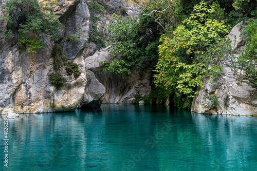 natural rocky canyon with blue water in Goynuk  Turkey