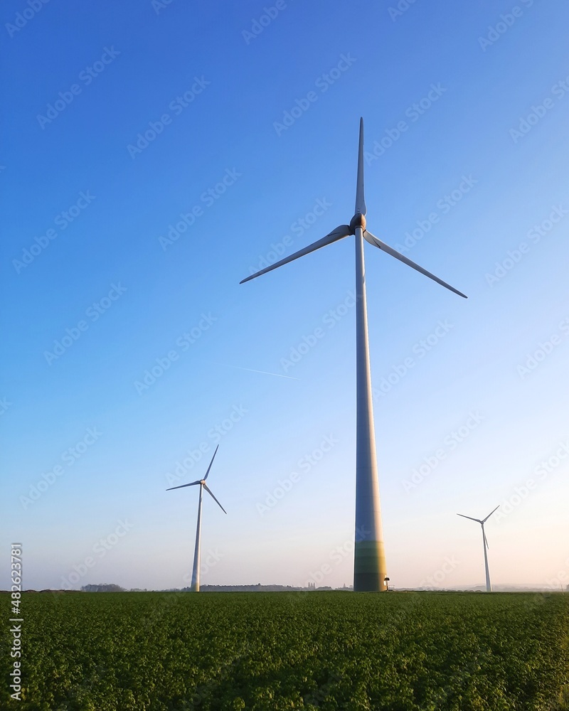 Production d'électricité éolienne dans la campagne belge Production d'électricité éolienne dans la campagne belge
