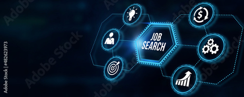 Internet, business, Technology and network concept.Job Search human resources recruitment career. 3d illustration.