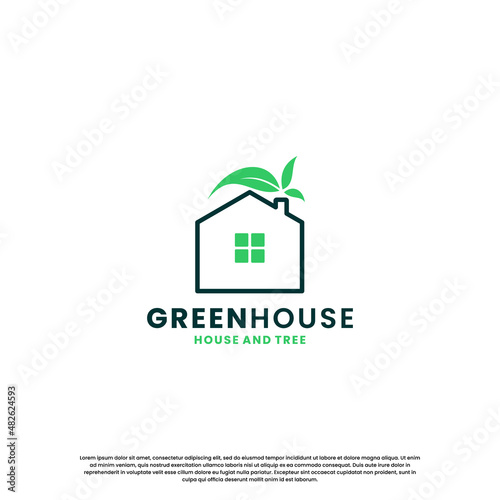 green house logo design. modern eco house logo for your business