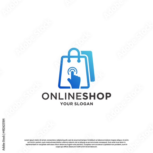 online shopping logo design. quick shopping store logo template