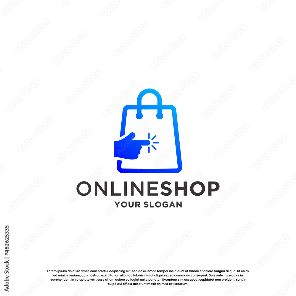 online shopping logo design. quick shopping store logo template