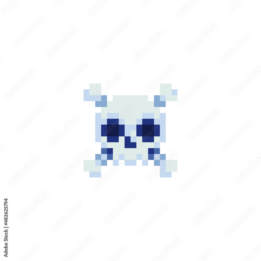 Skull crossbones pixel art style icon, isolated abstract vector illustration. Design for stickers, logo, web and mobile app. Print for clothes. Skull crossbones pixel art style icon, isolated abstract vector illustration. Design for stickers, logo, web and mobile app. Print for clothes.