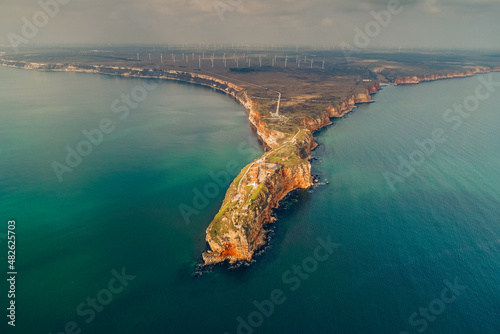 Aerial view of Kaliakra Cape in Bulgaria at the Black Sea during spring photo