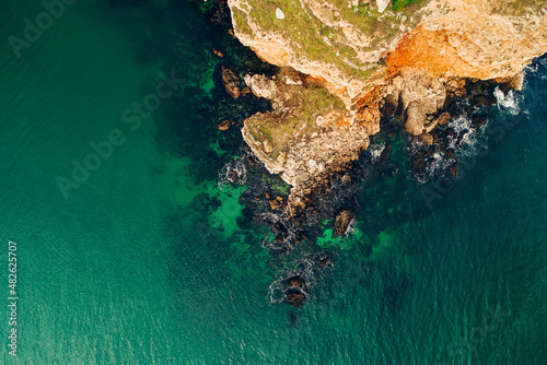 Aerial view of Kaliakra Cape in Bulgaria at the Black Sea during spring