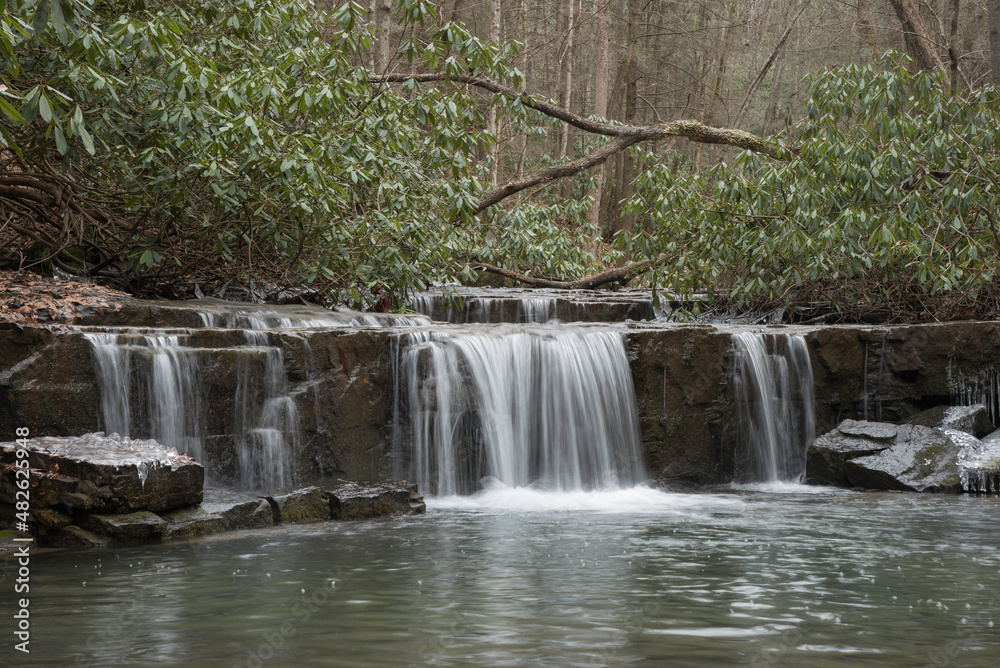 Small waterfall nestled in East Tennessee in the winter. 