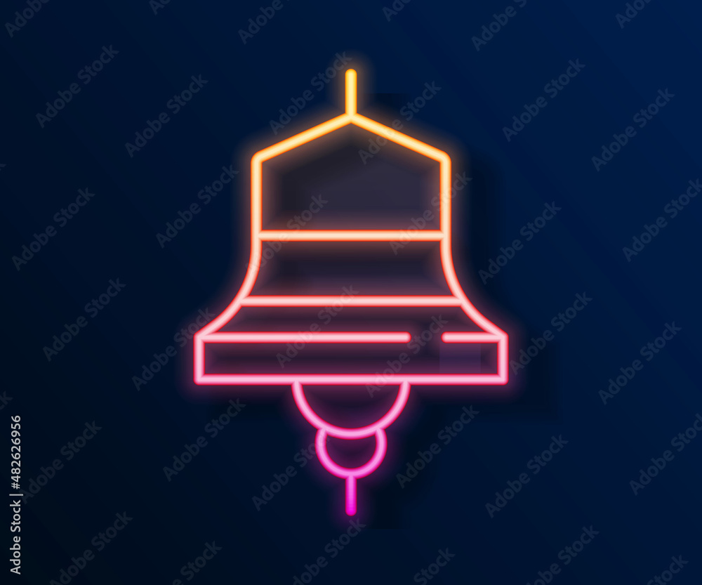Glowing neon line Ship bell icon isolated on black background. Vector Glowing neon line Ship bell icon isolated on black background. Vector