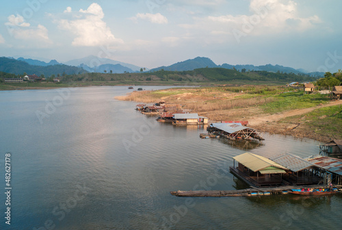Riverside landscape at Sangkhlaburi district in Kanchanaburi province, Thailand 