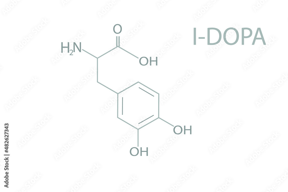 I-dopa molecular skeletal chemical formula.	