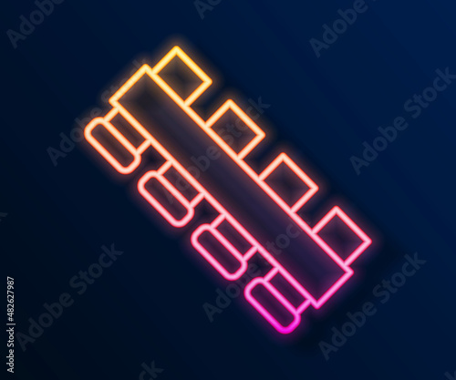 Glowing neon line Hunting cartridge belt with cartridges icon isolated on black background. Bandolier sign. Hunter equipment, armament. Vector
