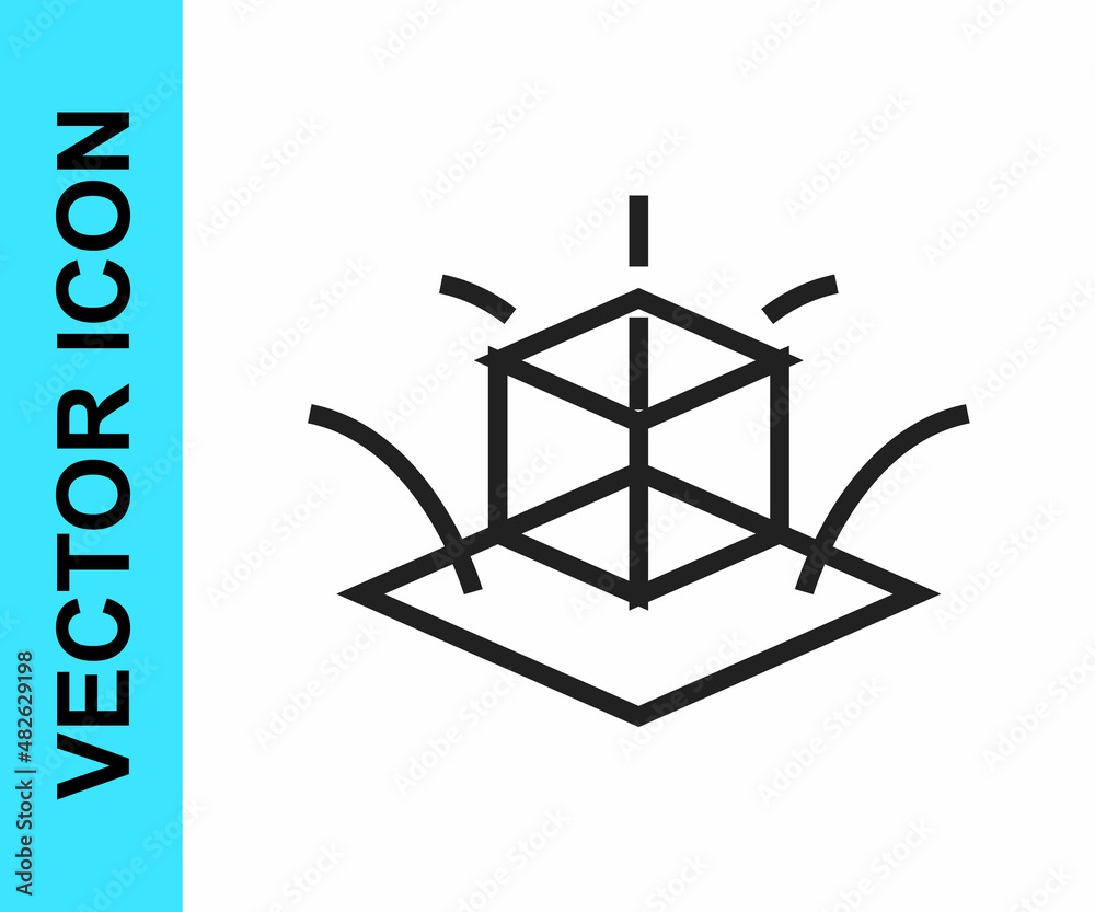 Black line 3d modeling icon isolated on white background. Augmented reality or virtual reality. Vector Black line 3d modeling icon isolated on white background. Augmented reality or virtual reality. Vector