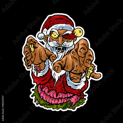 santa clause zombie illustration