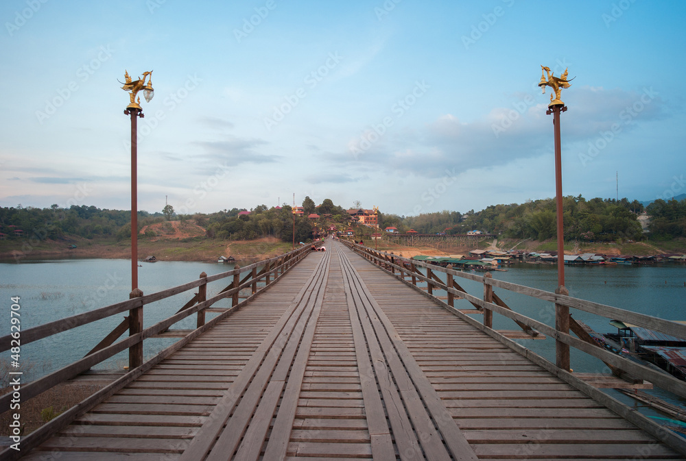 Wooden bridge at Sangkhlaburi district,in Kanchanaburi province, Thailand