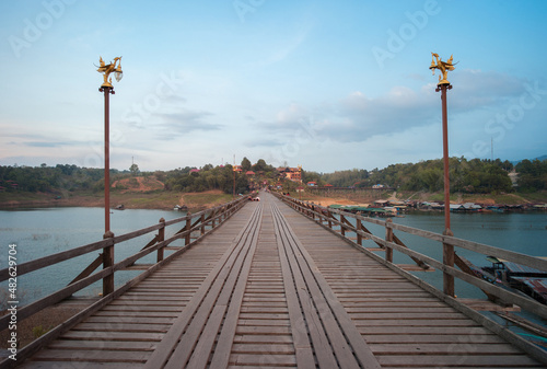 Wooden bridge at Sangkhlaburi district,in Kanchanaburi province, Thailand © maodoltee