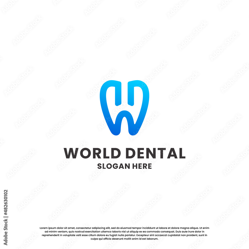 dental with letter W H logo design combination. modern dental health logo for dentistry business