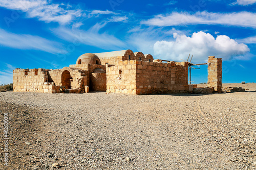 Ruined castle Ruined castle in the desert of Jordan photo