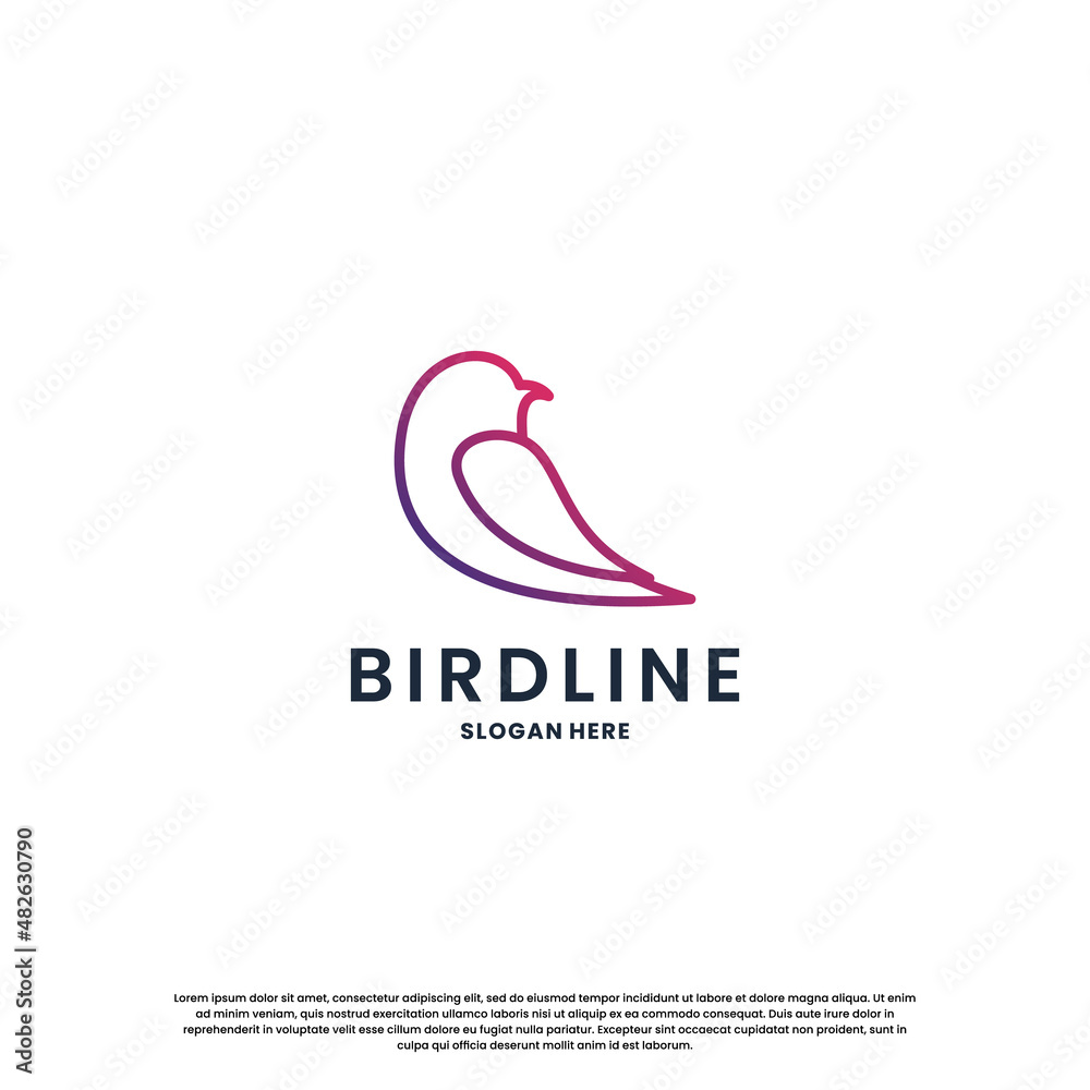 modern bird line logo design. minimalist bird logo template.