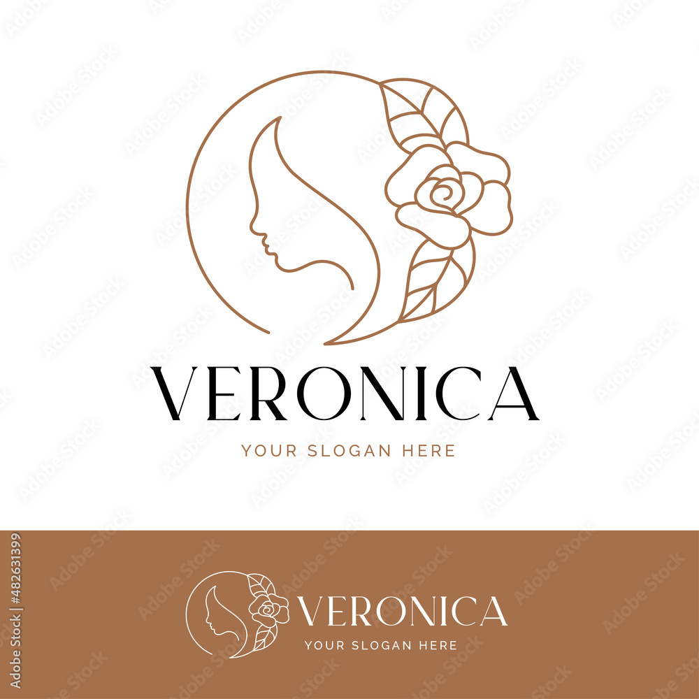 beauty woman rose flower logo