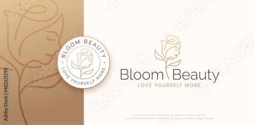 beauty woman rose flower logo