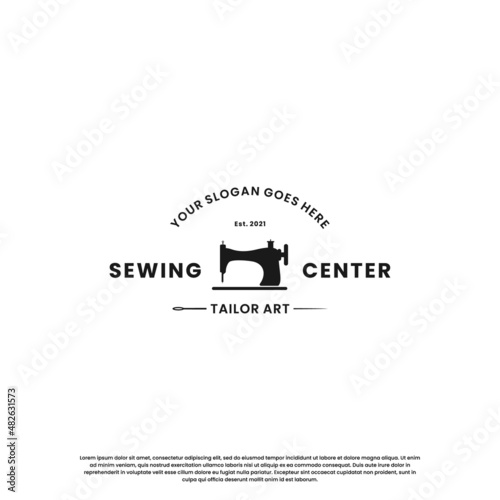 sewing center logo design vintage. tailor logo design labels