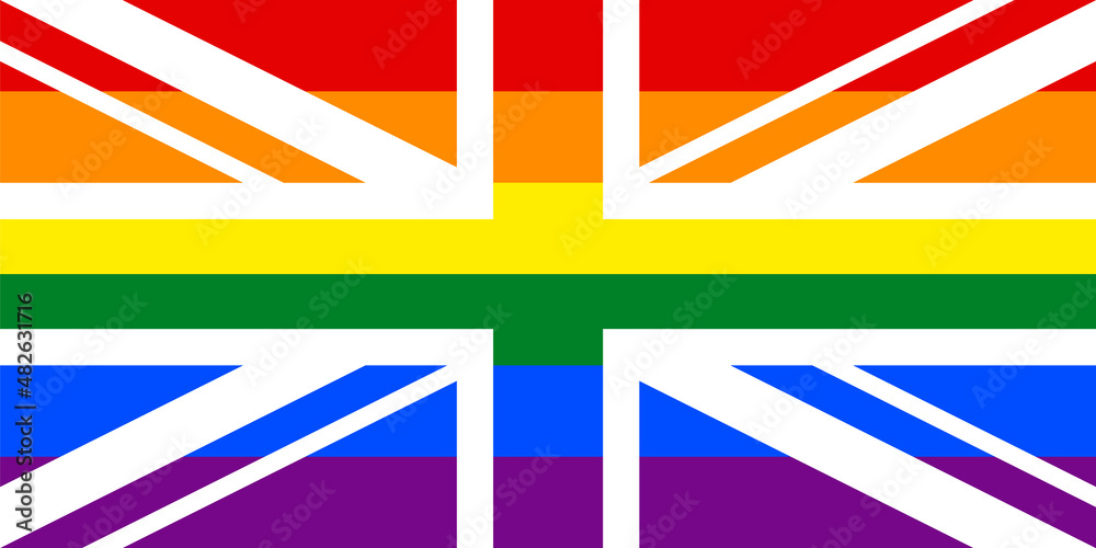 Union Jack Pride Flag. UK Flag Vector with Pride Flag Colours. Flag of