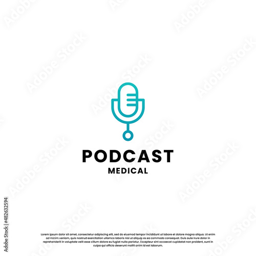 podcast medical, healing discussion logo design template