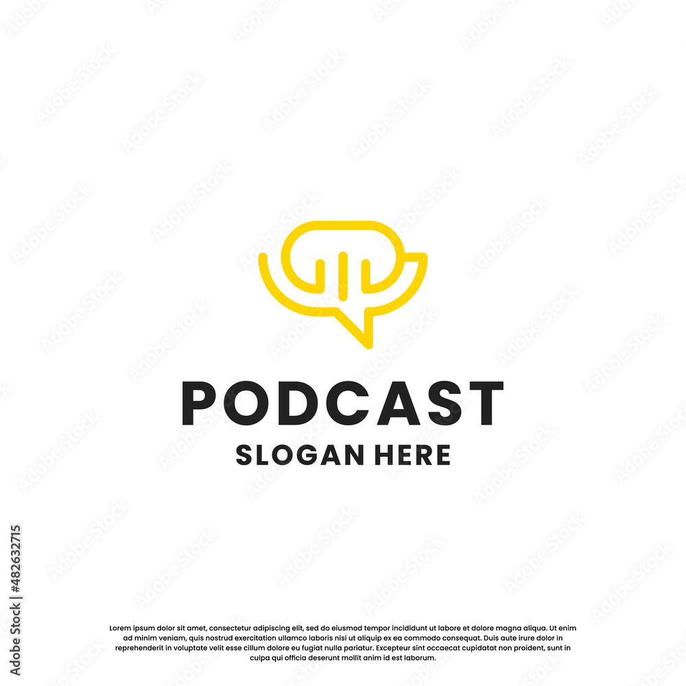 podcast talk logo design. microphone with talk combine podcast talk logo design. microphone with talk combine
