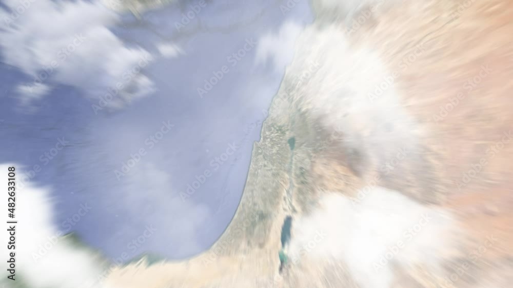 Zoom in from space and focus on Israel, Haifa. 3D Animation. Background for travel intro. Elements of this image furnished by NASA Zoom in from space and focus on Israel, Haifa. 3D Animation. Background for travel intro. Elements of this image furnished by NASA
