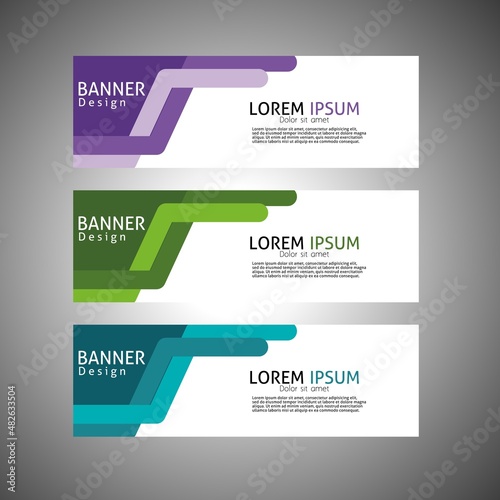 abstract banner design, rectangular layout template with three color options,