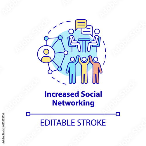 Increased social networking concept icon. Benefits of gambling hobby abstract idea thin line illustration. Isolated outline drawing. Editable stroke. Arial, Myriad Pro-Bold fonts used