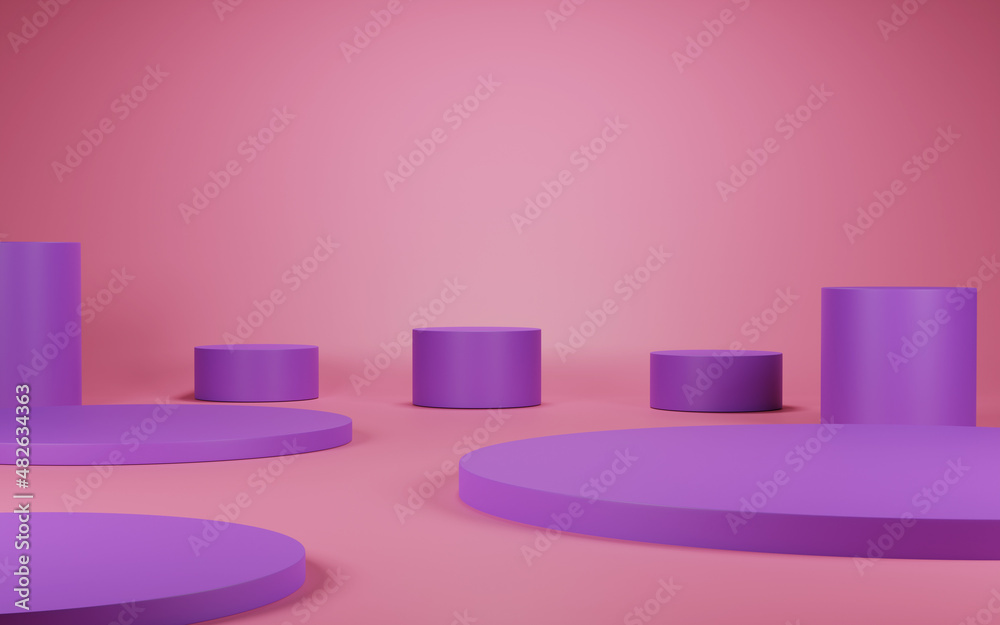 3d render of minimalist podium in pink studio and lighting for product display. 3d render of minimalist podium in pink studio and lighting for product display.