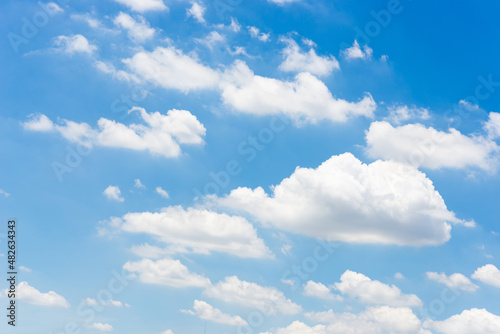 Fototapeta Naklejka Na Ścianę i Meble -  beautiful blue sky and white fluffy cloud horizon outdoor for background.