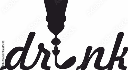 Wine glass, alcoholic drink icon and logo, simple black graphic silhouette 