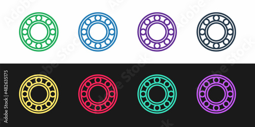 Set line Bicycle ball bearing icon isolated on black and white background. Vector