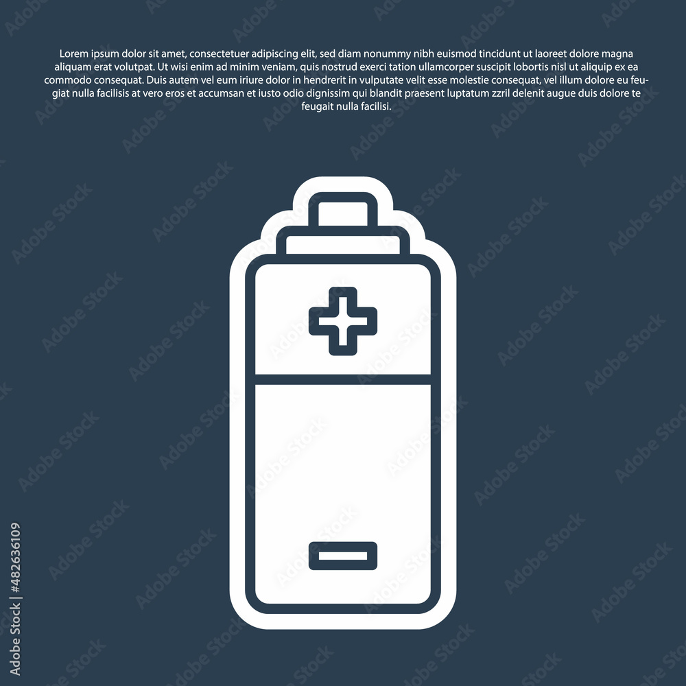 Blue line Battery icon isolated on blue background. Lightning bolt symbol. Vector Blue line Battery icon isolated on blue background. Lightning bolt symbol. Vector