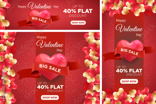 Valentine's Day Sale 40% off Poster or Banner. Promotion and Shopping template or Love and Valentine's day design.