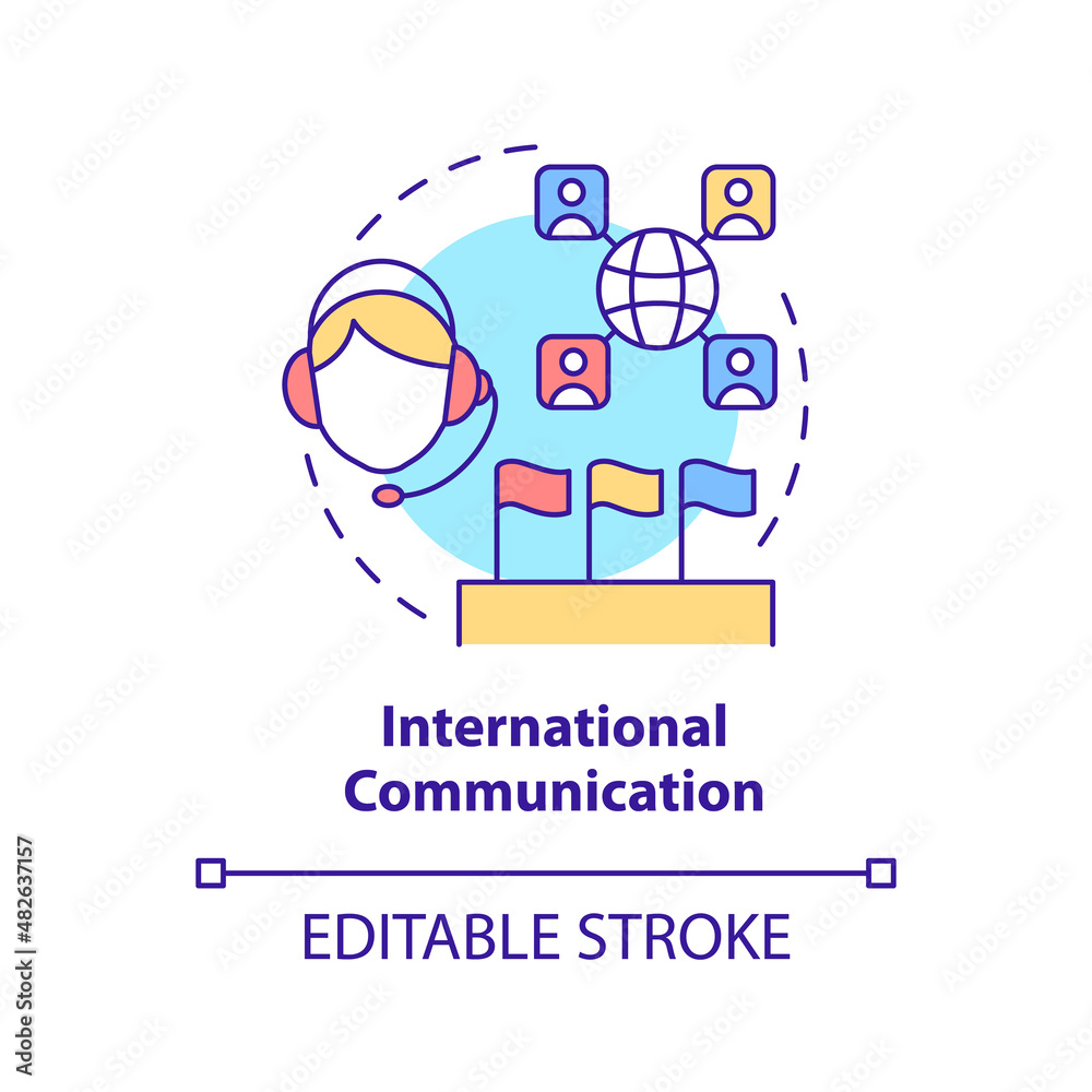 International communication concept icon. Improving intercultural relations abstract idea thin line illustration. Isolated outline drawing. Editable stroke. Arial, Myriad Pro-Bold fonts used