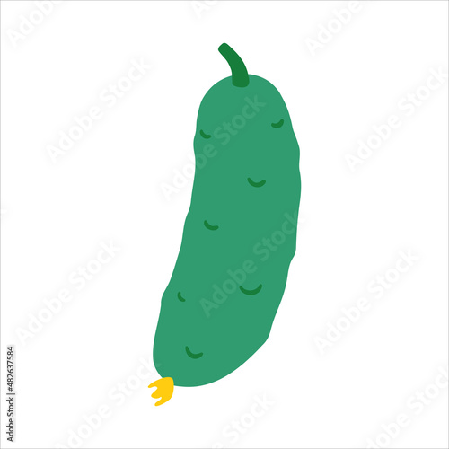 Cute cucumber icon. Vector flat hand drawn illustration in cartoon style	
