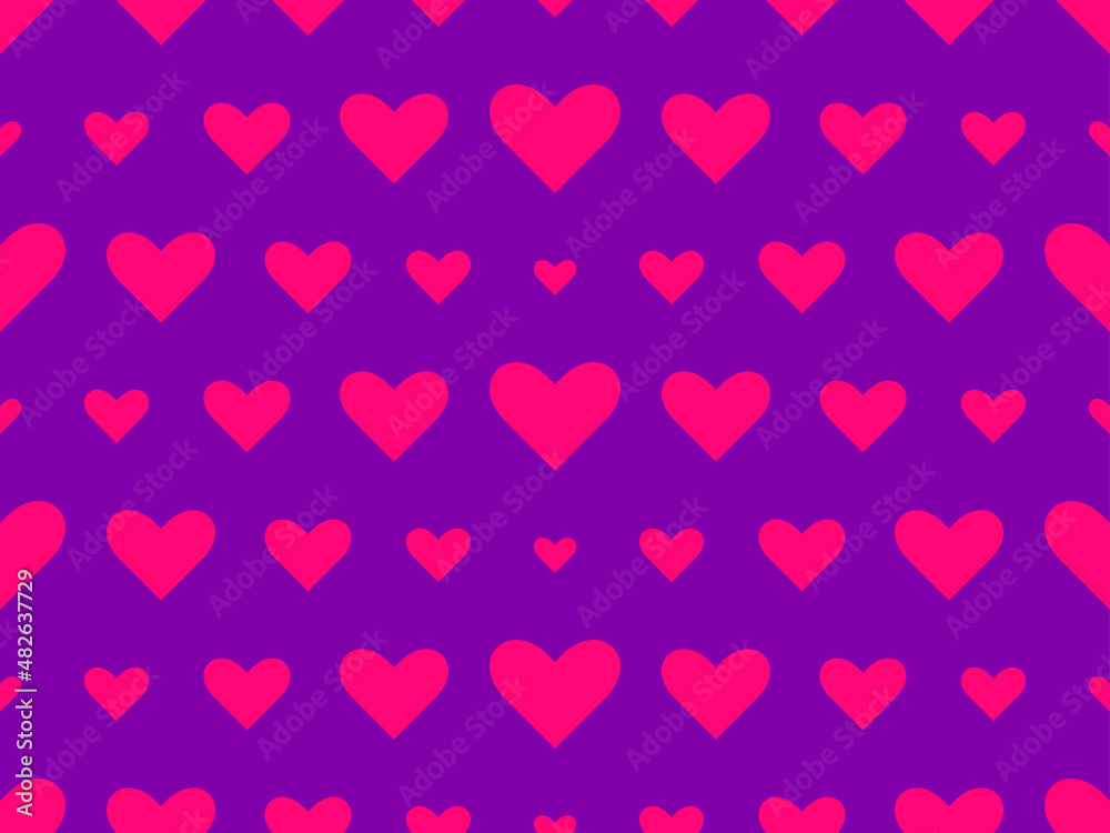 Seamless pattern with hearts pop art style. Happy Valentine's Day, polka hearts. Background with hearts for greeting card, wrapping paper, promotional items. Vector illustration