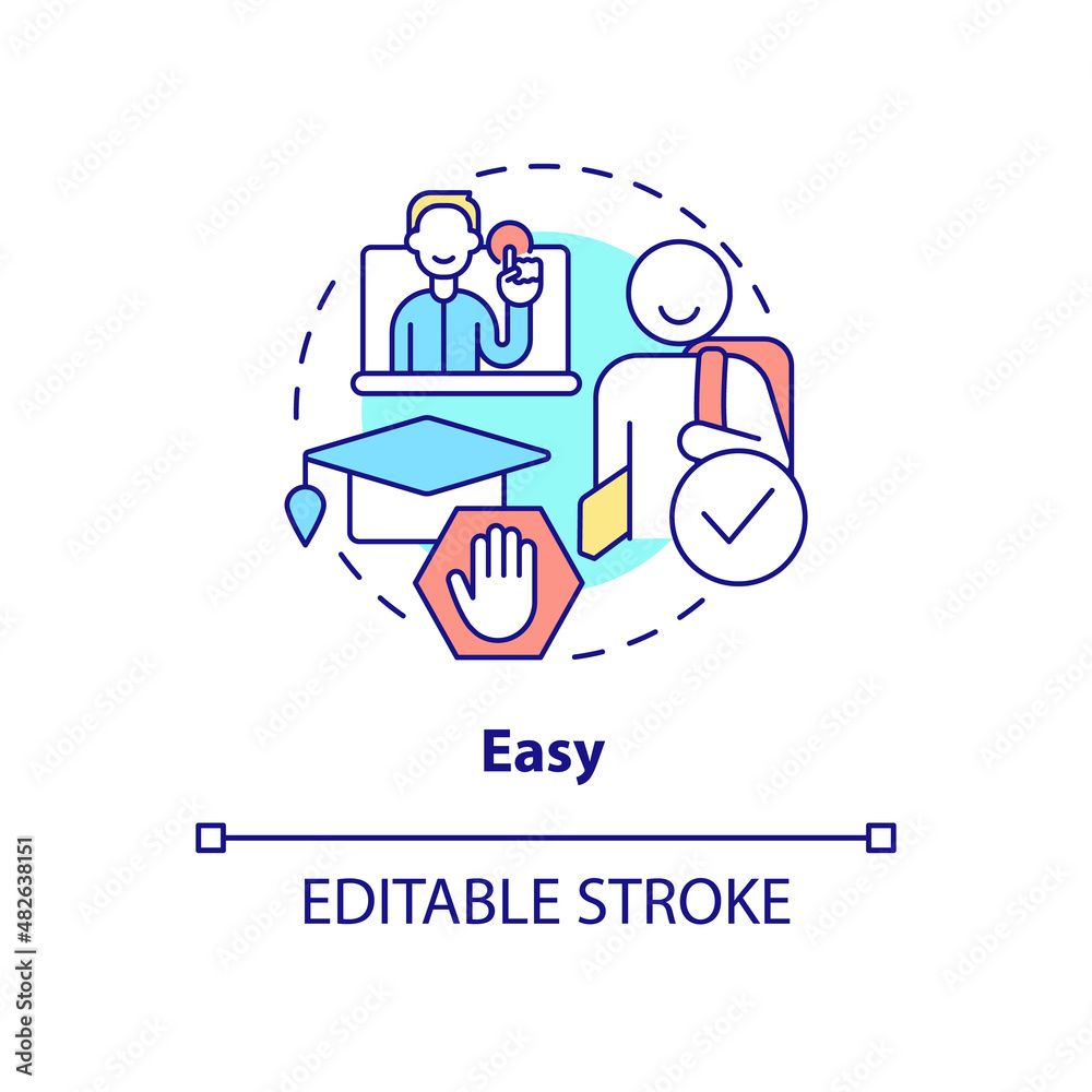 Easy concept icon. No education required for professional project. Web 3 0 abstract idea thin line illustration. Isolated outline drawing. Editable stroke. Arial, Myriad Pro-Bold fonts used